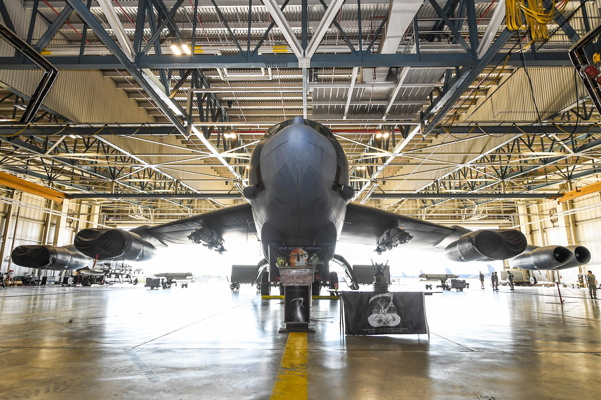 Members of the 5th AMXS competed in a Load Crew of the Quarter Competition at Minot Air Force Base, North Dakota. Two weapons load crews, representing the 23rd and 69th Bomb Squadrons, were timed on their ability to efficiently load an inert munition onto a B-52H Stratofortress. The 5th AMXS hosted the competition to showcase their attention to detail, teamwork, precision and bomb loading proficiency.