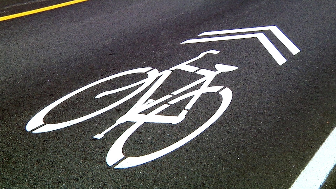 NSA made the bridge bike-friendly by adding 'sharrows.'