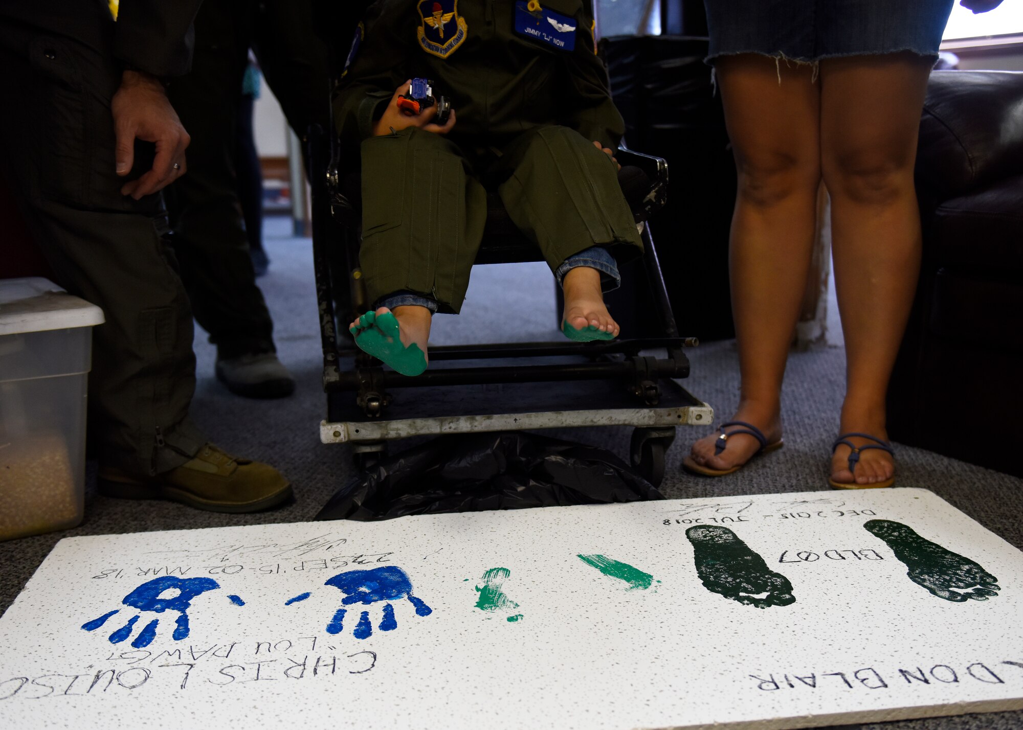 The 36th Rescue Squadron hosted Jimmy "LJ" Now and his family during a visit Sept. 7, 2018, at Fairchild Air Force Base, Washington. LJ has been battling a rare mutation of cancer since he was two years old, visiting teams of doctors in Spokane and living in and out of Seattle hospitals for months at a time. (U.S. Air Force photo/Airman 1st Class Lawrence Sena)