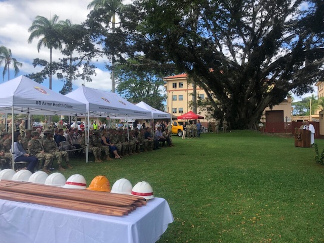 USACE Honolulu District Commander Kathryn P. Sanborn was invited Sept. 5, 2018 to speak during the U.S. Army Health Clinic-Schofield Barracks groundbreaking ceremony. The District’s military program oversees design and construction of projects and this is the second contract for Phase 1 of the Schofield Barracks Health Clinic modernization. The first contract is for the parking garage, which will be completed in December. In addition to the medical functions, the project includes upgrades to existing infrastructure to support both this new addition and also the Phase 2 project. The design of the building is being accomplished in a manner that is compatible with the Historic District and yet fulfills the modern healthcare requirements.