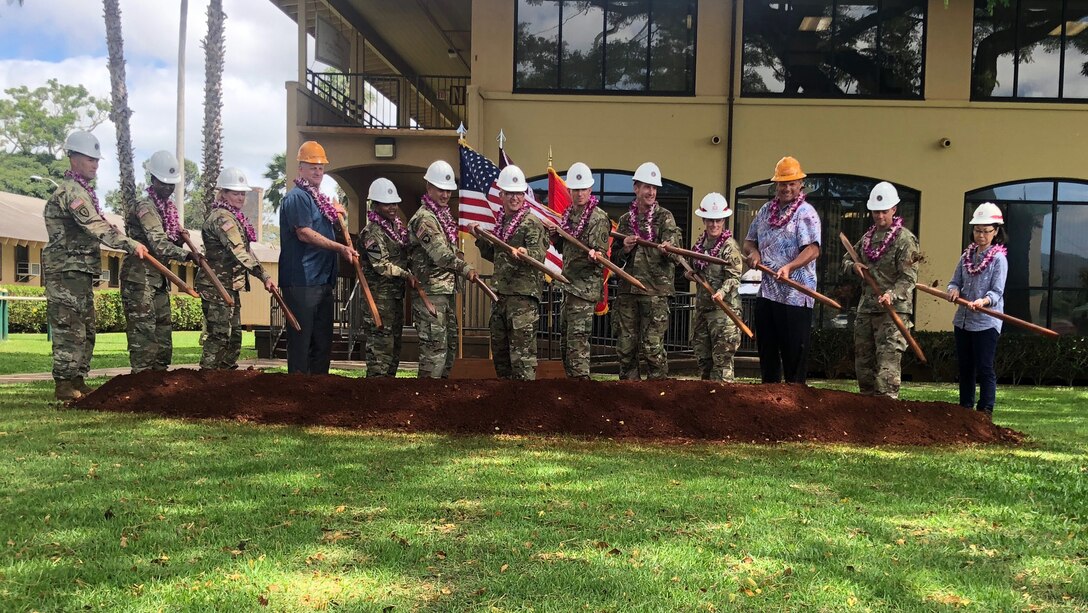USACE Honolulu District Commander Kathryn P. Sanborn was invited Sept. 5, 2018 to speak during the U.S. Army Health Clinic-Schofield Barracks groundbreaking ceremony. The District’s military program oversees design and construction of projects and this is the second contract for Phase 1 of the Schofield Barracks Health Clinic modernization. The first contract is for the parking garage, which will be completed in December. In addition to the medical functions, the project includes upgrades to existing infrastructure to support both this new addition and also the Phase 2 project. The design of the building is being accomplished in a manner that is compatible with the Historic District and yet fulfills the modern healthcare requirements.