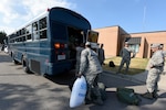 U.S. Airmen from the South Carolina Air National Guard and 169th Fighter Wing, prepare to deploy from McEntire Joint National Guard Base to Bluffton, South Carolina, to support partnered civilian agencies and safeguard the citizens of the state in advance of Hurricane Florence, September 10, 2018. Approximately 800 South Carolina National Guard Soldiers and Airmen have been mobilized to prepare, respond and participate in recovery efforts as forecasters project Hurricane Florence will increase in strength with potential to be a Category 4 storm and a projected path to make landfall near the Carolinas and East Coast.