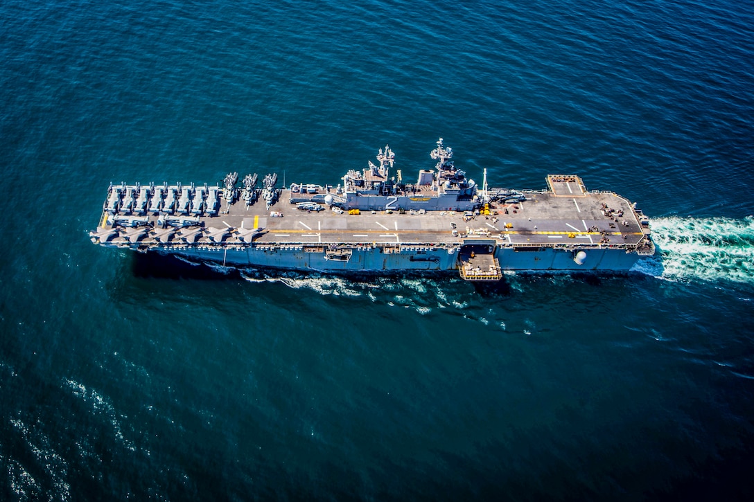 The USS Essex transits the Gulf of Aden.