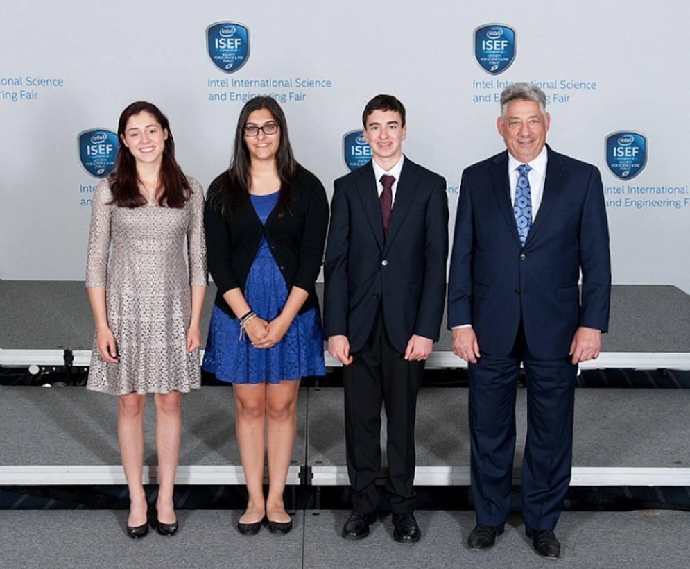 Steven Katz of NSA stands with the NSA Research Directorate special award selection winners at the annual 2015 Intel International Science and Engineering Fair.