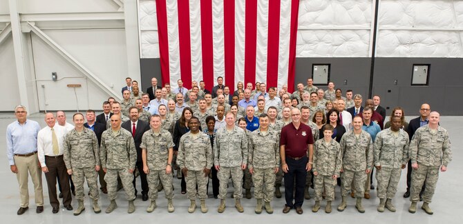 National Air and Space Intelligence Center leaders gather in Haynes Hall during the NASIC Senior Leaders Summit