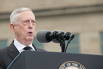 U.S. Secretary of Defense James N. Mattis delivers remarks during the Sept. 11 Pentagon Memorial Observance Ceremony at the Pentagon in Washington, D.C., Sept. 11, 2018. During the Sept. 11, 2001, attacks, 184 people were killed at the Pentagon.