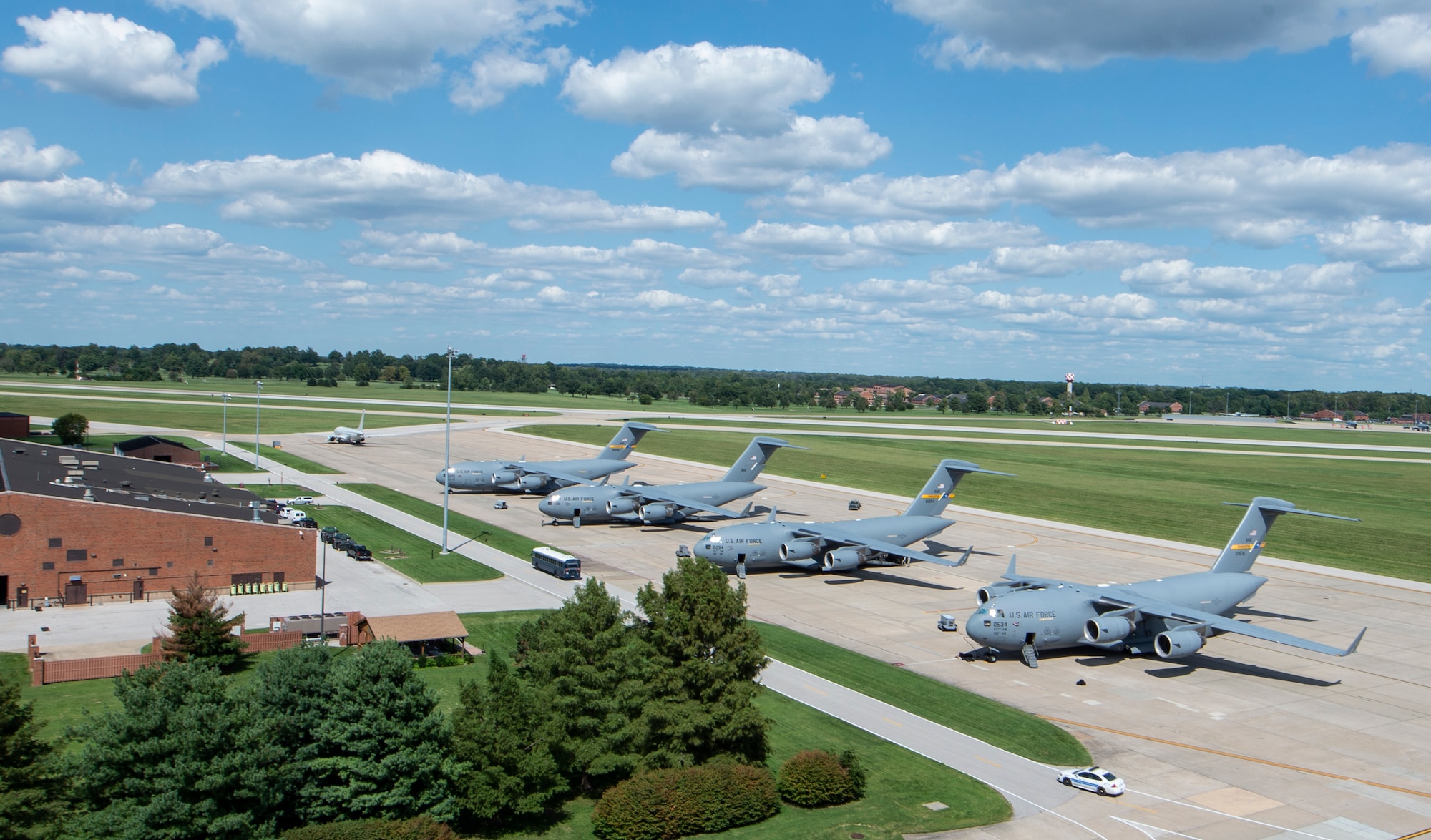 Scott Air Force Base and Mid-America Airport hosted multiple C-17 Globemaster III aircraft that evacuated Joint Base Charleston, South Carolina in preparation for Hurricane Florence, Sept. 11, 2018. More than 1 million people were ordered to evacuate Virginia, North Carolina and South Carolina as the East Coast braces itself for the Category 4 storm.
