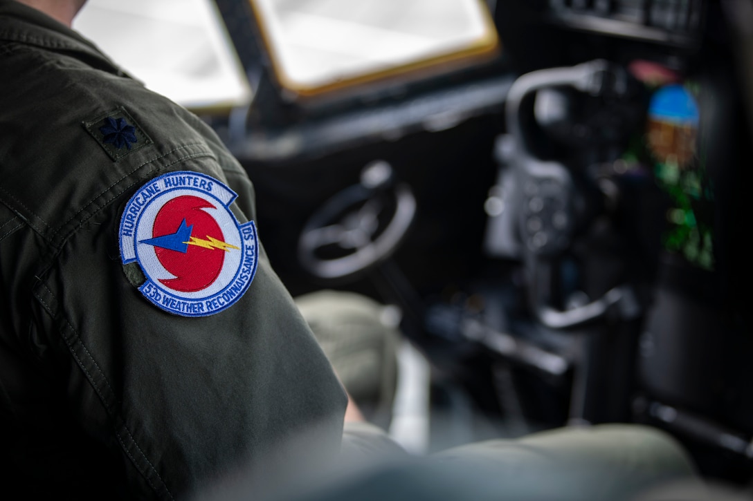 An airman with a Hurricane Hunters patch on his uniform.