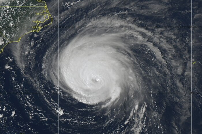 A satellite image of Hurricane Florence, Sept. 12, 2018.