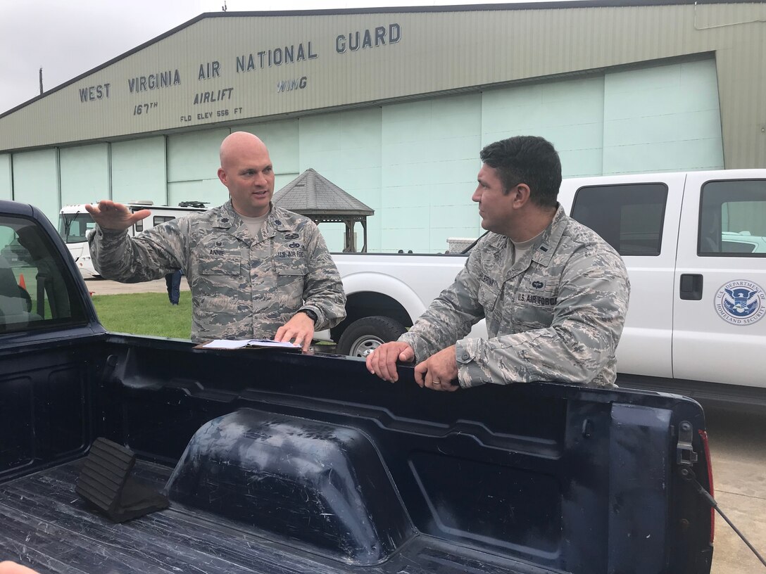 Members of the 167th Airlift Wing, West Virginia Air National Guard, help prepare for Hurricane Florence in Martinsburg, W.Va.