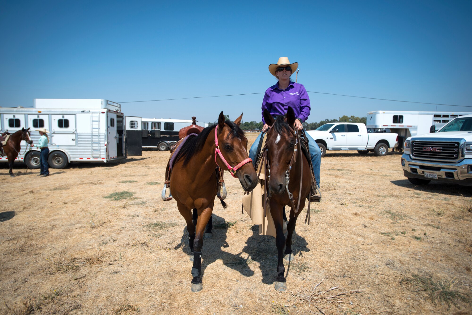 Cutting is a western-style equestrian competition in which a horse and rider work as a team before a judge or panel of judges to demonstrate the horse's athleticism and ability to handle cattle during a ​2 1⁄2 minute performance, called a "run." Each contestant is assisted by four helpers: two are designated as turnback help to keep cattle from running off to the back of the arena, and the other two are designated as herd holders to keep the cattle bunched together and prevent potential strays from escaping into the work area.