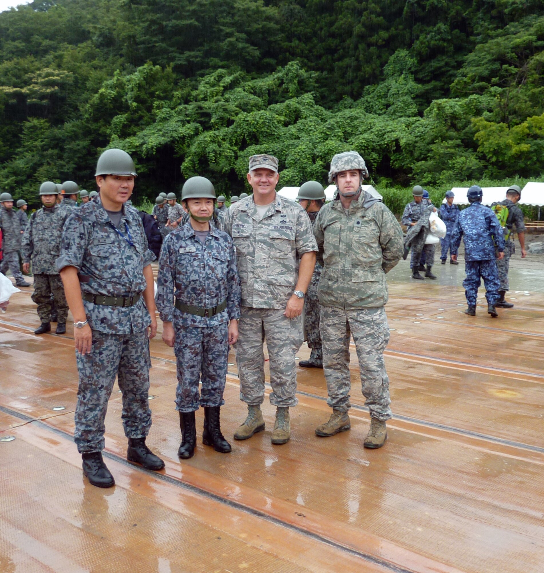 Koku Jieitai (Japan Air Self Defense Force) hosted U.S. Air Force members during their two-day live-fire, rapid airfield damage repair demonstration, August 8-9, 2018, Ohjoji-hara Exercise Range, Sendai, Japan.