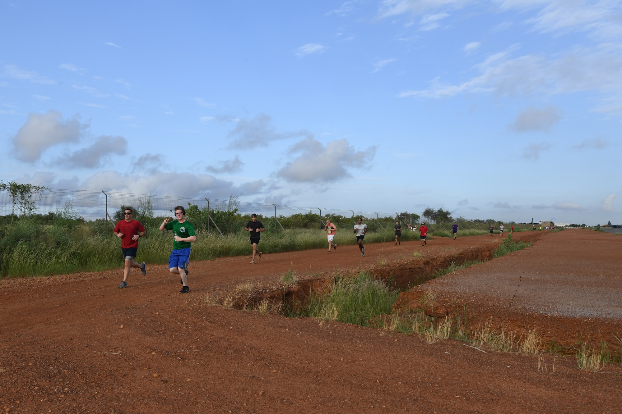 U.S. Air Force, Navy, and Army service members as well as Italian, French, German military members participated in a 9/11 Memorial 5K at Nigerien Air Base 101, Niamey, Niger, Sept. 11, 2018.