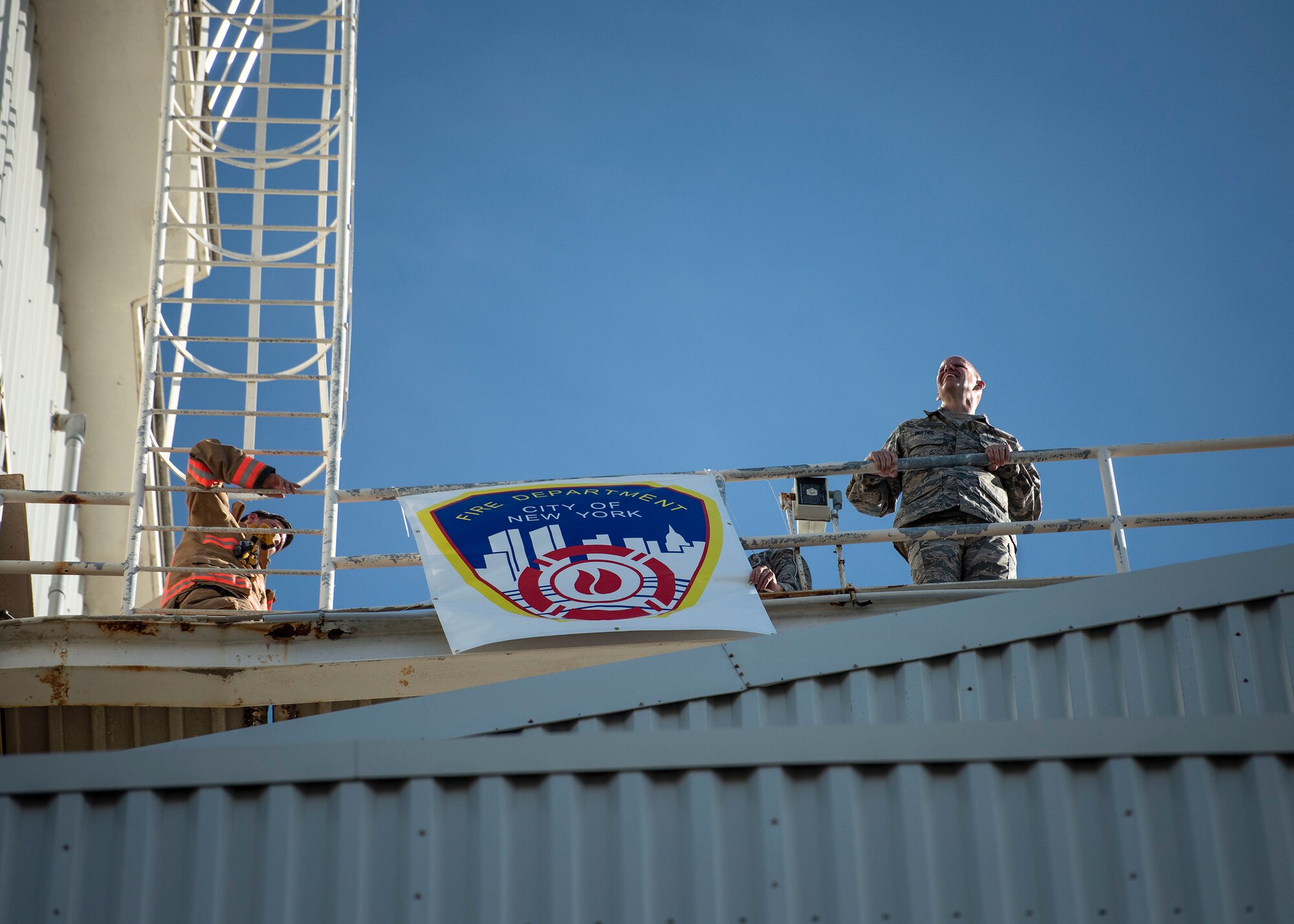 96th Civil Engineer Group Firefighters honor 9/11 firefighters with a memorial tower climb Sept. 11 at King Hangar at Eglin Air Force Base, Fla.