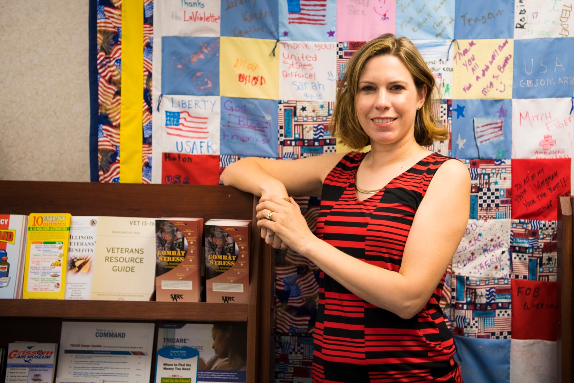 Stacey Pennington, Grissom’s community readiness consultant, poses for a photo at Grissom Air Reserve Base, Ind., Aug. 20, 2018. Pennington  recently filled the position left by the former Family Readiness director, Jill Marconi-Pyclik. (U.S. Air Force photo / Senior Airman Harrison Withrow)