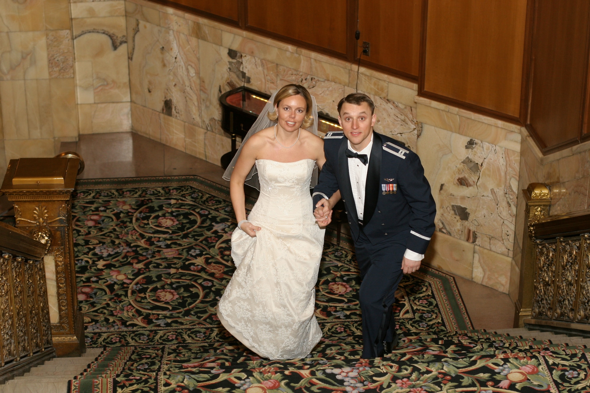 Wedding photo of John and Jennifer Avery, the first husband and wife to fly the B-2 Stealth bomber. (Courtesy photo)