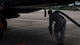 An Airman from the 2nd Logistic Readiness Squadron petroleum, oils and lubricants distribution flight prepare to fuel F-15E Strike Eagles from Seymour Johnson Air Force Base, North Carolina at Barksdale Air Force Base, La., Sept. 12, 2018. The aircraft evacuated to Barksdale to avoid possible damage from Hurricane Florence.