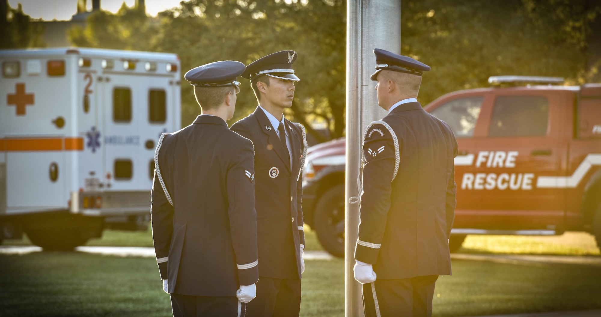 Whiteman Air Force Base Personnel and Base Honor Guard took place in a wreath laying ceremony to commemorate those lost during the September 11th attacks.