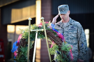 Whiteman Air Force Base Personnel and Base Honor Guard took place in a wreath laying ceremony to commemorate those lost during the September 11th attacks.