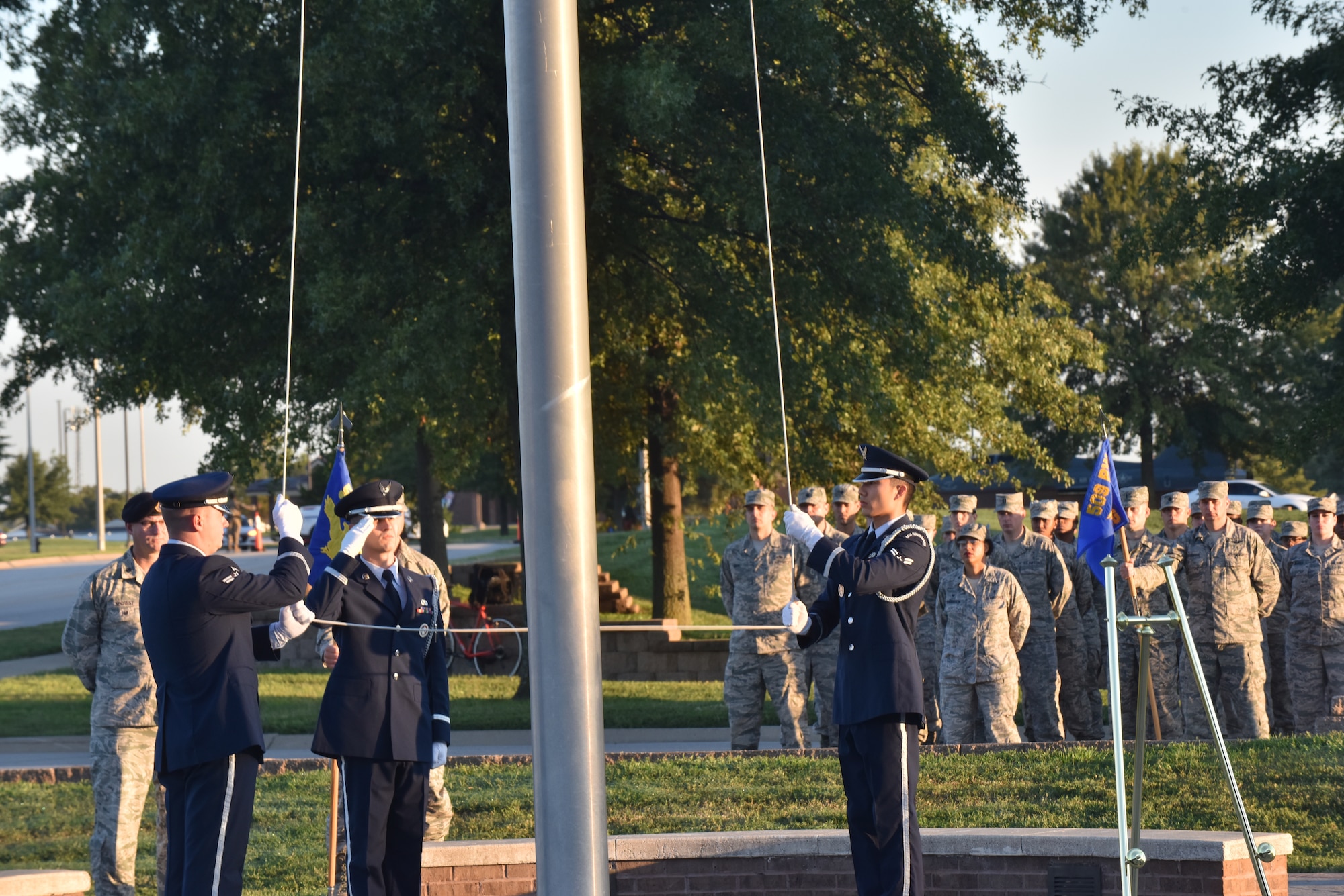 Whiteman Air Force Base Personnel and Base Honor Guard took place in a wreath laying ceremony to commemorate those lost during the September 11th attacks.