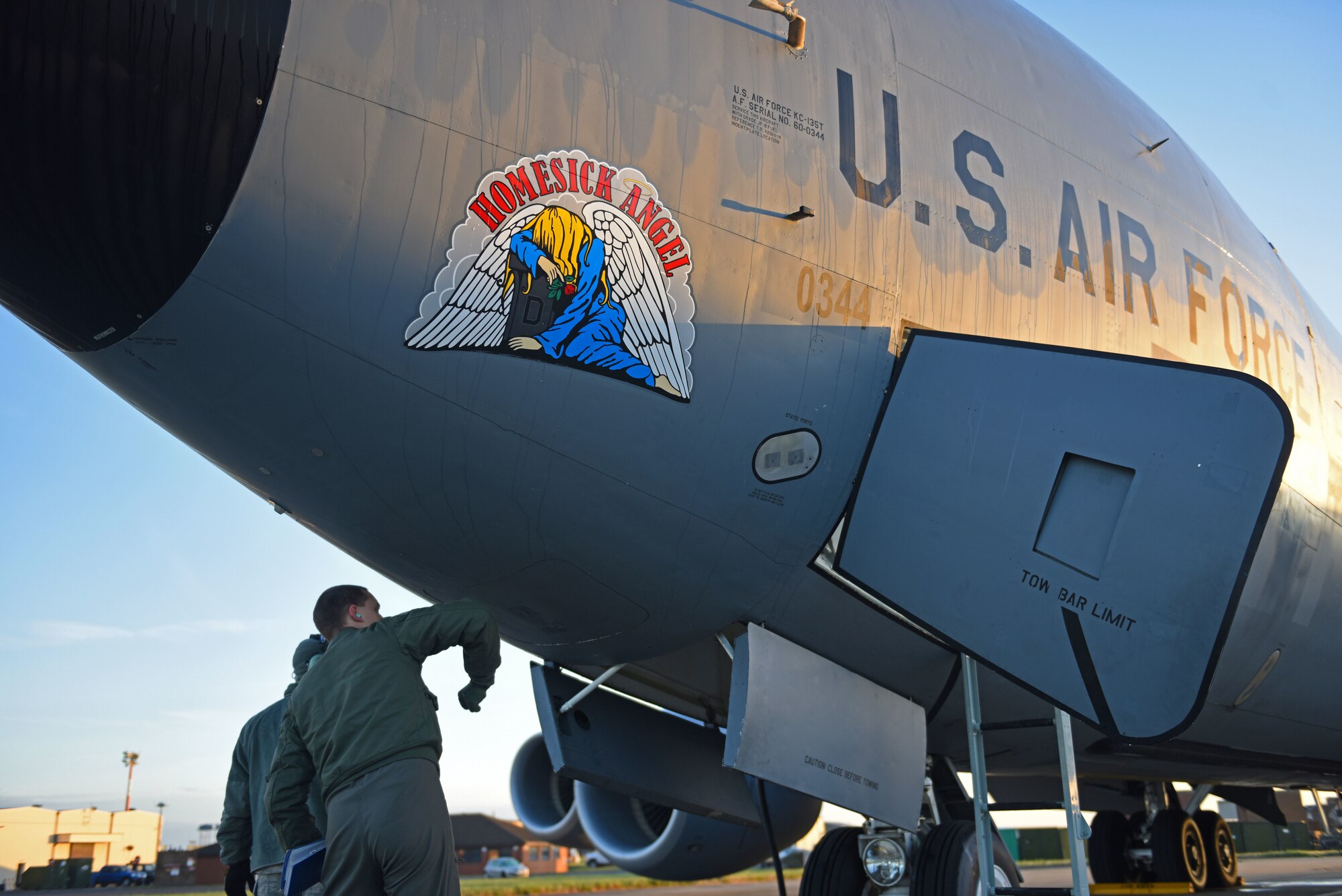 U.S. Air Force Capt. Ryan Nelson, 351st Air Refueling Squadron pilot, conducts pre-flight checks of a KC-135 Stratotanker prior to an air-refueling mission, at RAF Mildenhall, England, Sept. 15, 2018. The mission included the refueling of a B-52 Stratofortress from the 307th Bomb Wing at Barksdale, Louisiana, deployed to RAF Fairford, England. (U.S. Air Force photo by Senior Airman Luke Milano)