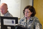 U.S. Air Force Col. Shawne Johnson, 145th Airlift Wing Emergency Operation Center (EOC) day-shift director, maintains telecommunications during Tropical Storm Florence, Sept. 15, 2018. Col. Johnson’s position as the EOC day-shift director is to manage and maintain assets and people while channeling communication up and down the North Carolina Air National Guard in response to Tropical Storm Florence.