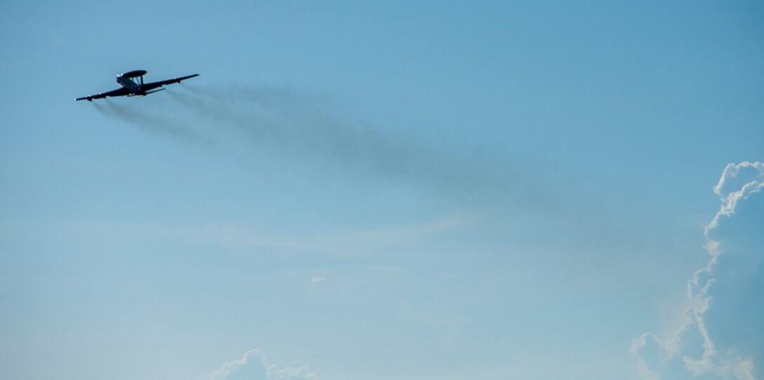 A U.S. Air Force E-3 Sentry takes off in support of Joint Interagency Task Force South at Naval Air Station Key West Boca Chica Field, Fla., July 14, 2018.