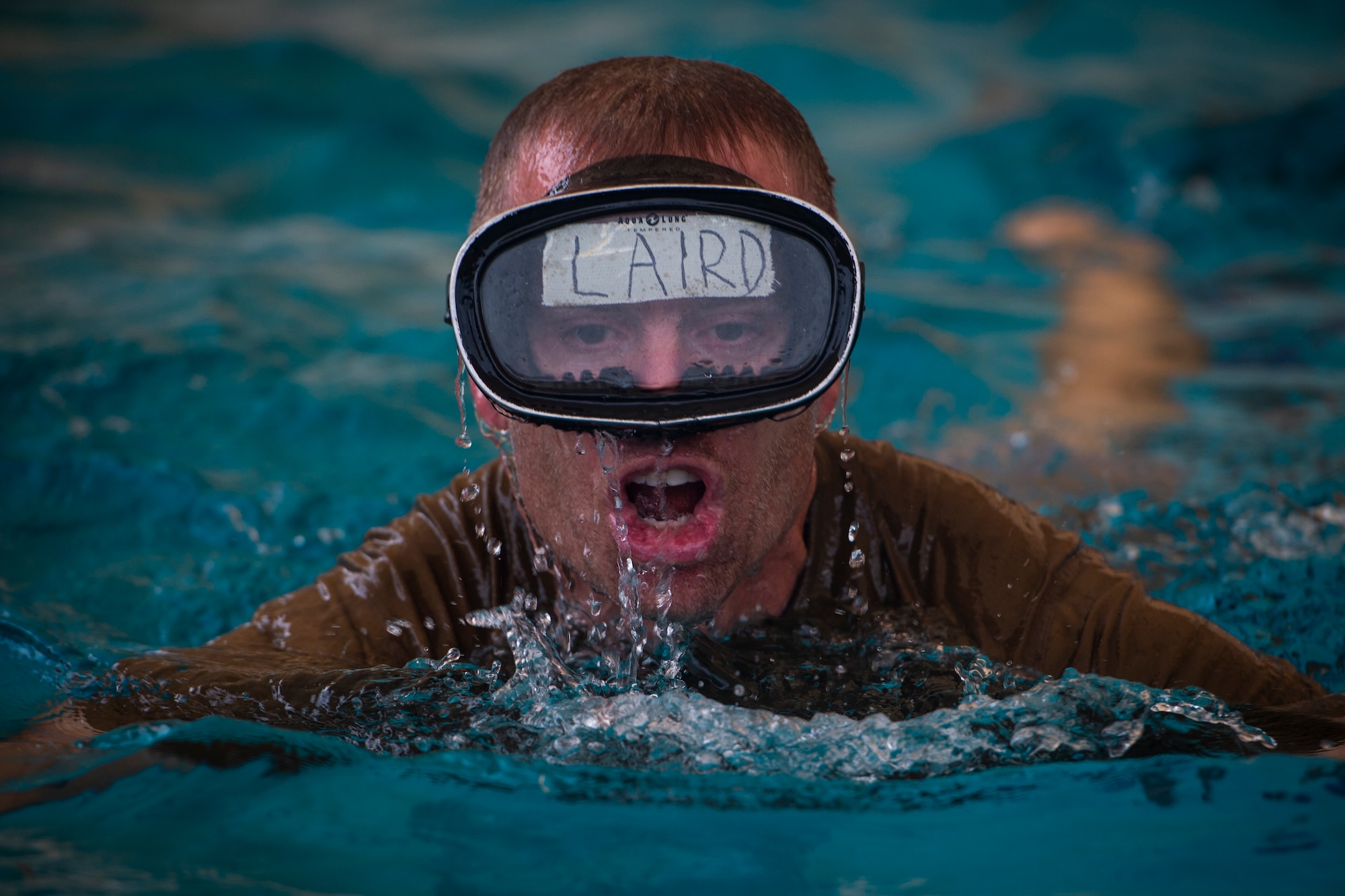 Joe De Sena, founder and CEO of Spartan Race, participates in a pre-scuba class alongside Special Tactics Training Squadron students at Hurlburt Field, Florida, Sept. 5, 2018.