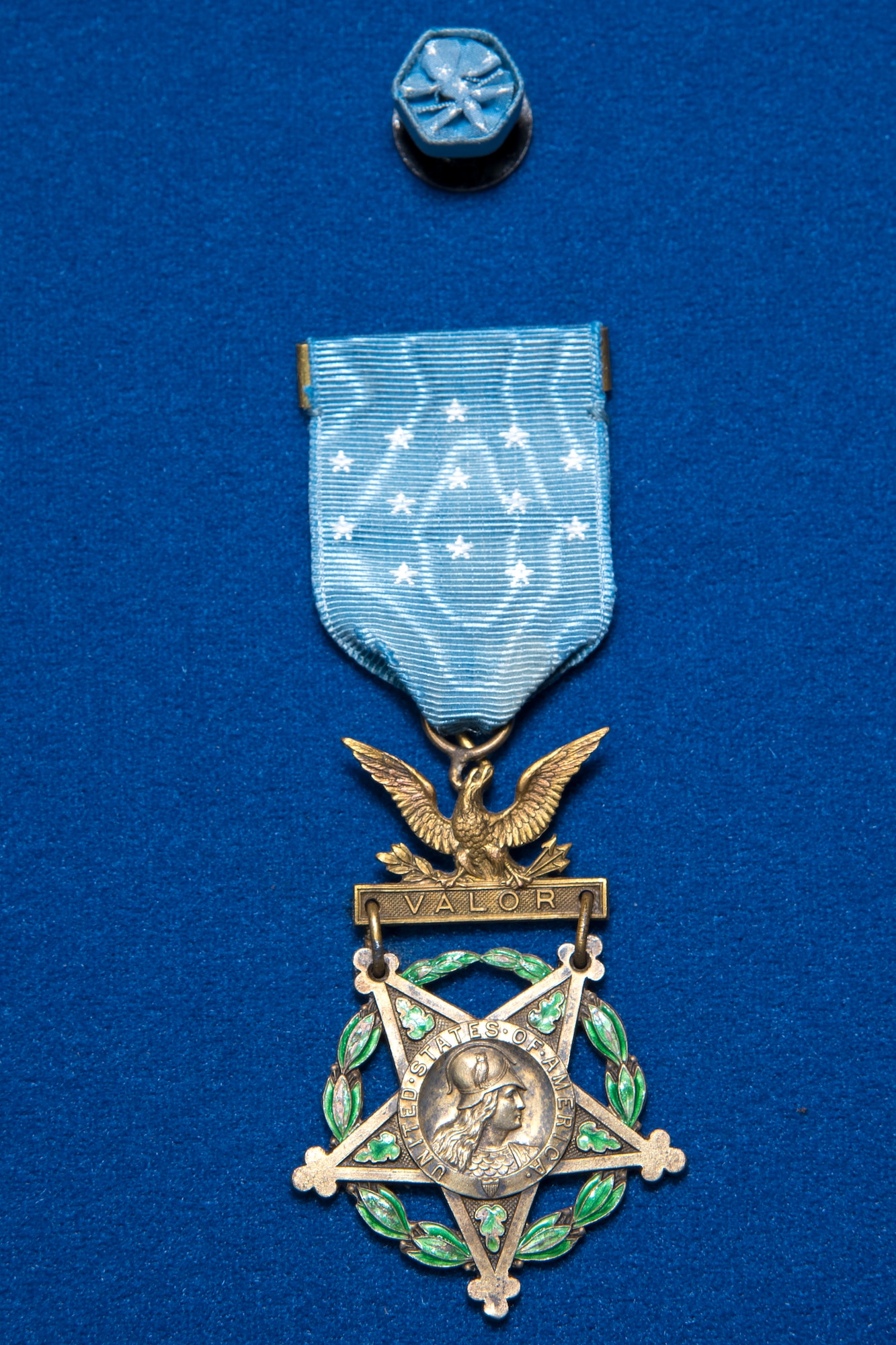 WWI pilot Lt. Frank Luke Jr. Medal of Honor on display in the Early Years Gallery at the National Museum of the U.S. Air Force. (U.S. Air Force photo by Ken LaRock)