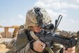 U.S Army Staff  Sgt. Bryan Fox, an infantry squad leader, assigned to Company A, 1st  Battalion, 155th Infantry Regiment, 155th Armored Brigade Combat Team, Task Force Spartan, pulls security during a rehearsal for a combined live-fire exercise near Alexandria, Egypt, Sept. 10, 2018.  The 155th ABCT is in the Arab Republic of Egypt taking part in Exercise Bright Star 18, a multilateral U.S. Central Command training exercise. Bright Star 18 provides an opportunity for U.S. Central Command to pursue better ways to address specific threats to regional security at the tactical, operational, and strategic levels with their Egyptian and other regional partners.