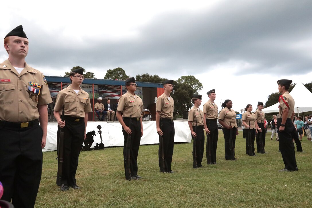 Marine Corps Logistics Base Albany Commanding Officer Col. Alphonso Trimble joined other dignitaries to honor those who paid the ultimate price on September 11, 2001 during the annual Field of Flags remembrance ceremony held by the American Legion Post 30. Trimble and guest speaker, John Tibbits, were in the Pentagon on the day of the terror attacks. (U.S. Marine Corps photo by Re-Essa Buckels).