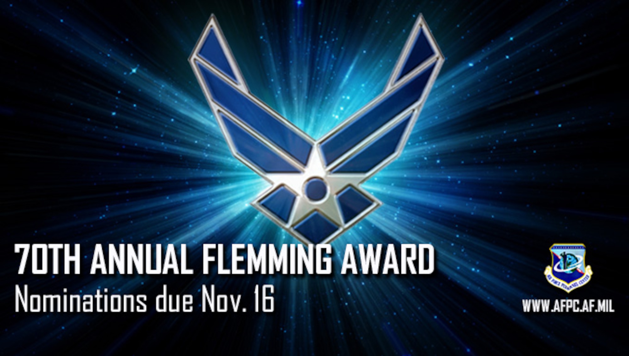 70th Annual Flemming Award; Nominations due Nov 16