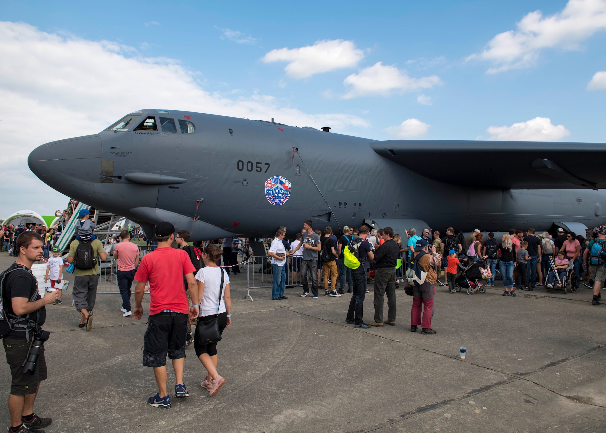 An Air Force Reserve Command B-52 Stratofortress, assigned to the 307th Bomb Wing, Barksdale Air Force Base, Louisiana, is on display at Ostrava Air Base, Czech Republic, during NATO Days. NATO Days is a Czech Republic-led air show and exhibition that showcases military ground and aviation capabilities from 19 nations. Participation in NATO Days increases our understanding of European ally and partner capabilities, greatly enhancing our ability to operate together as a team. (U.S. Navy photo by Mass Communication Specialist 2nd Class Robert J. Baldock)