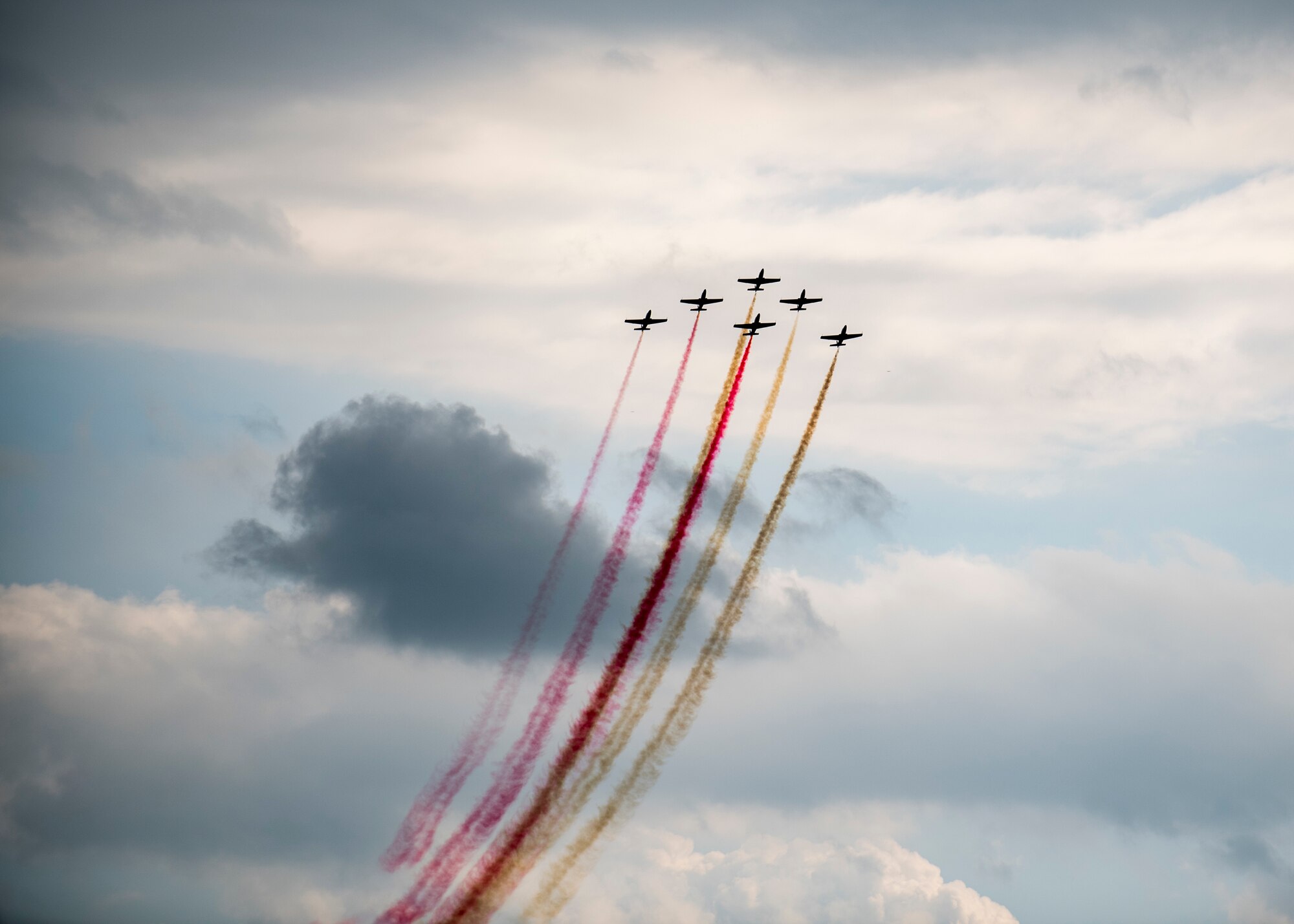 The Polish Air Force’s aerobatic demonstration team, “White-Red Sparks”, flies above Ostrava Air Base, Czech Republic, during NATO Days. NATO Days is a Czech Republic-led air show and exhibition that showcases military ground and aviation capabilities from 19 nations. Participation in NATO Days increases our understanding of European ally and partner capabilities, greatly enhancing our ability to operate together as a team. (U.S. Navy photo by Mass Communication Specialist 2nd Class Robert J. Baldock)