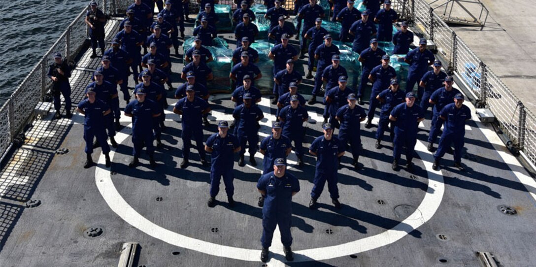 The crew of the Coast Guard Cutter Tahoma (WMEC-908) offloaded approximately 6 tons of cocaine seized in the Eastern Pacific Ocean