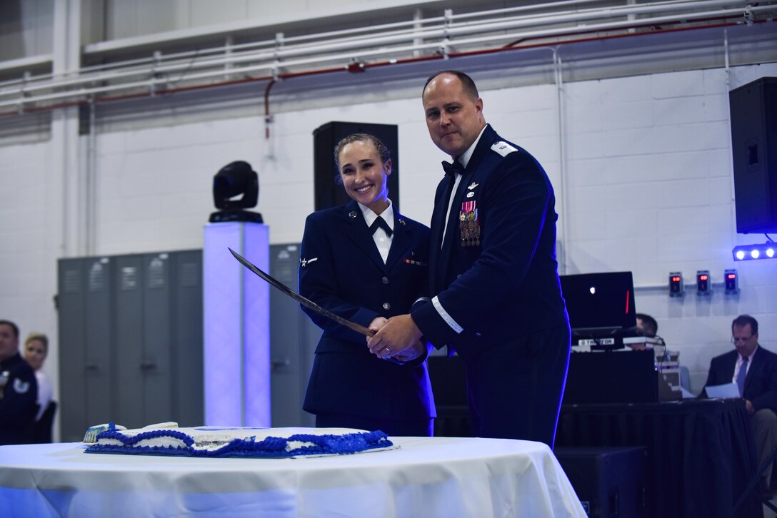 Members of Team Whiteman gather to commemorate the 71st anniversary of the U.S. Air Force at Whiteman Air Force Base, Mo., Sept. 15, 2018.