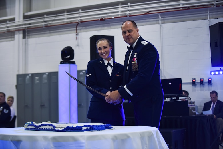 Members of Team Whiteman gather to commemorate the 71st anniversary of the U.S. Air Force at Whiteman Air Force Base, Mo., Sept. 15, 2018.
