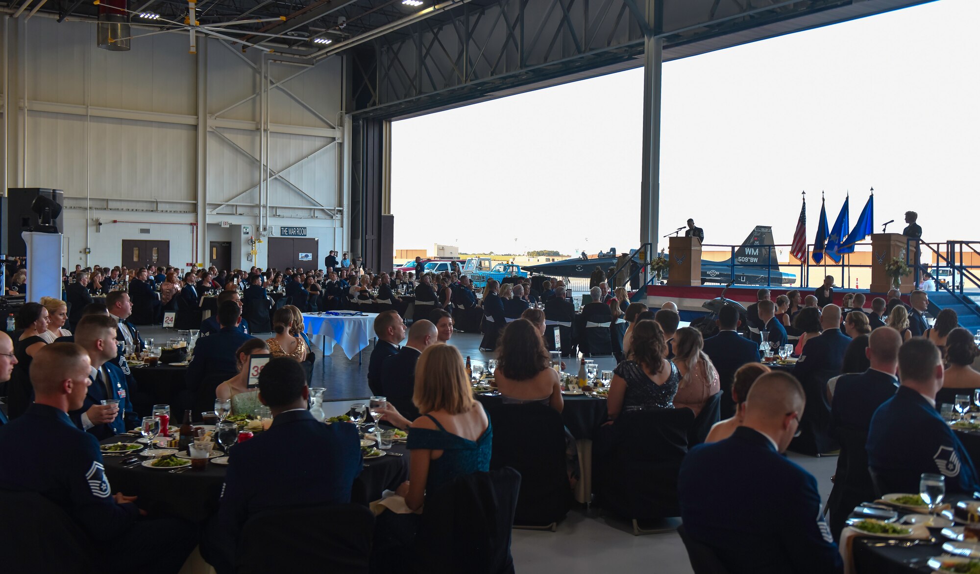 Members of Team Whiteman gather to commemorate the 71st anniversary of the U.S. Air Force at Whiteman Air Force Base, Mo., Sept. 15, 2018.