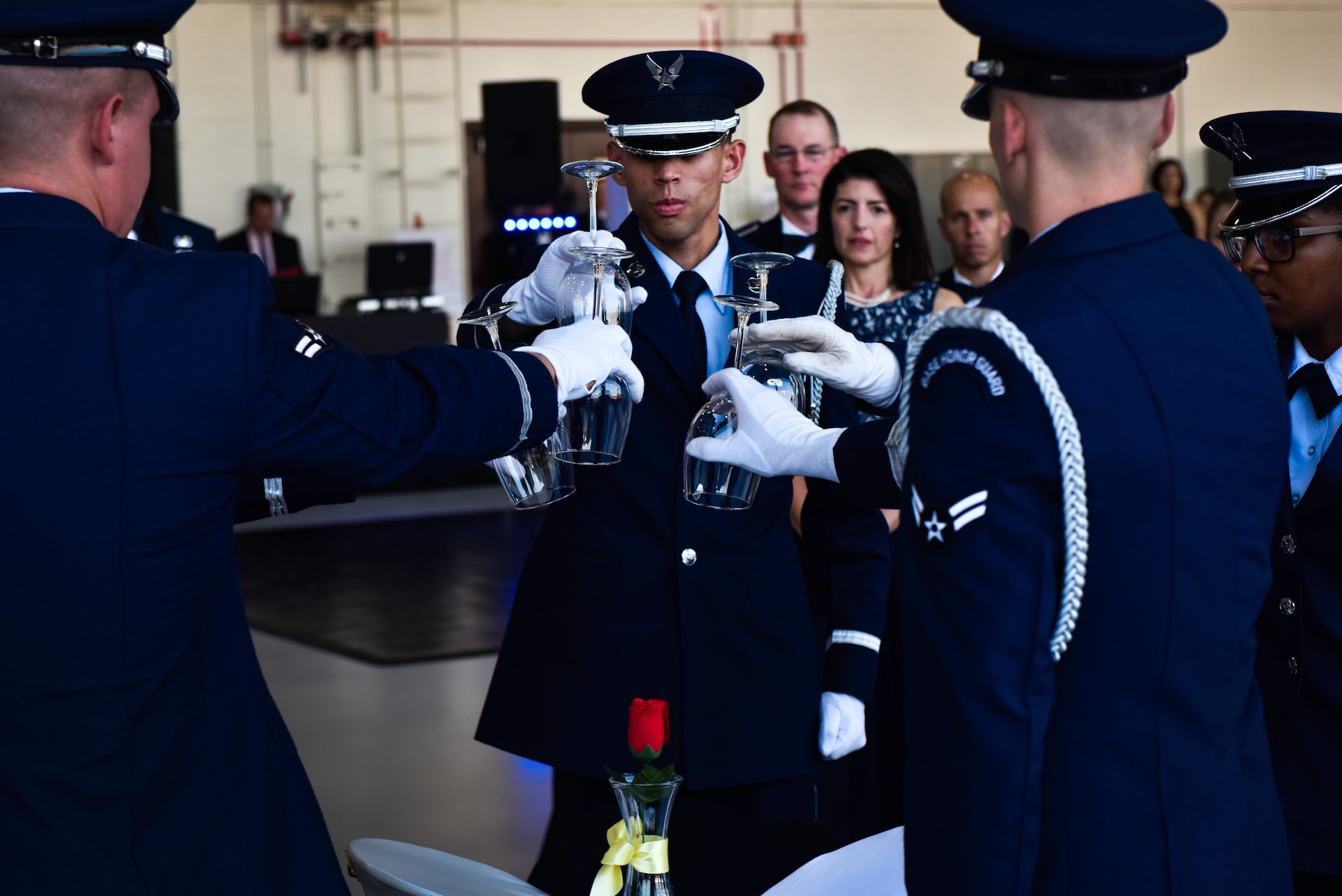 Members of Team Whiteman gather to commemorate the 71st anniversary of the U.S. Air Force at Whiteman Air Force Base, Mo., Sept. 15, 2018.