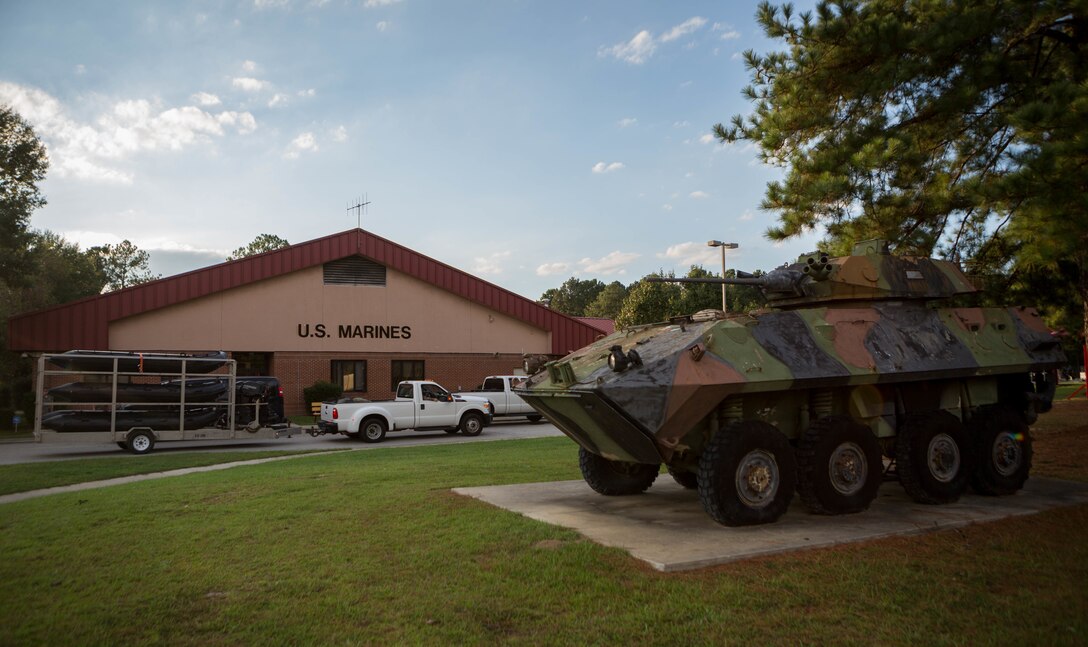 Marines and Sailors from across 4th Marine Division arrive at the McCrady Training Center, South Carolina, Sept. 17, 2018, in preparation to respond to Hurricane Florence. Marine Forces Reserve has a great deal of expertise in the area of response and recovery, gained from Humanitarian Assistance/Disaster Relief across the globe and is part of a coordinated response poised to provide Department of Defense support to FEMA, state and local response efforts during Hurricane Florence. (U.S. Marine Corps photo by Cpl. Andy O. Martinez)