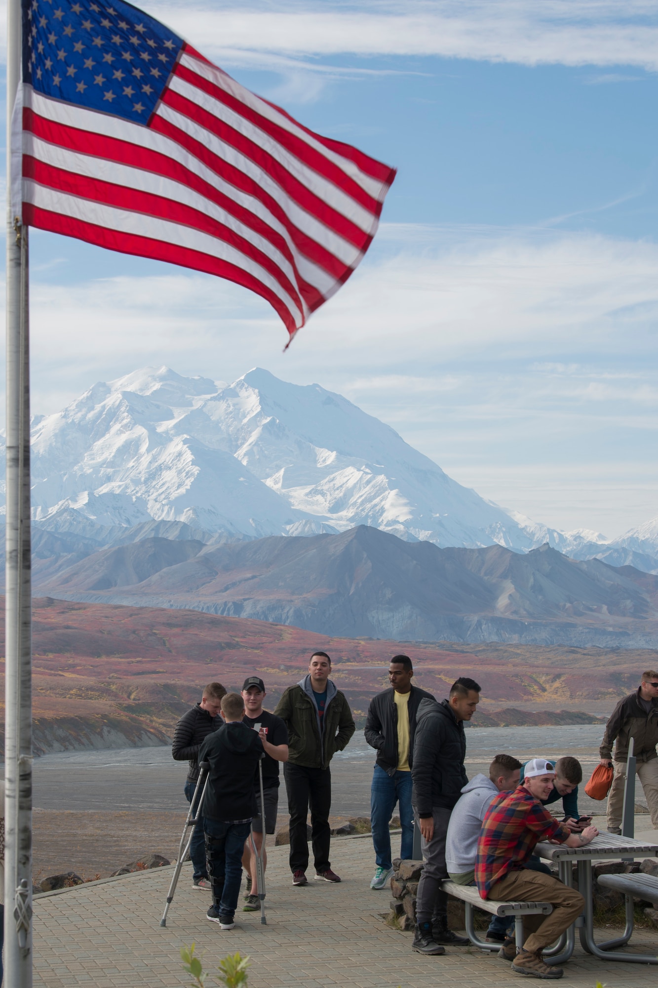Alaska-based service members discover the Eielson Visitor’s Center area during Military Appreciation Day at Mile 66, Denali National Park and Preserve, Alaska, Sept. 15, 2018. This was the 11th annual Military Appreciation Day which included 400 “road lottery” tickets given out to Alaskan based military members. The Eielson Bluffs area has always been famous for its amazing views of Denali on clear days, and it is not uncommon to see wildlife on the surrounding hillsides.