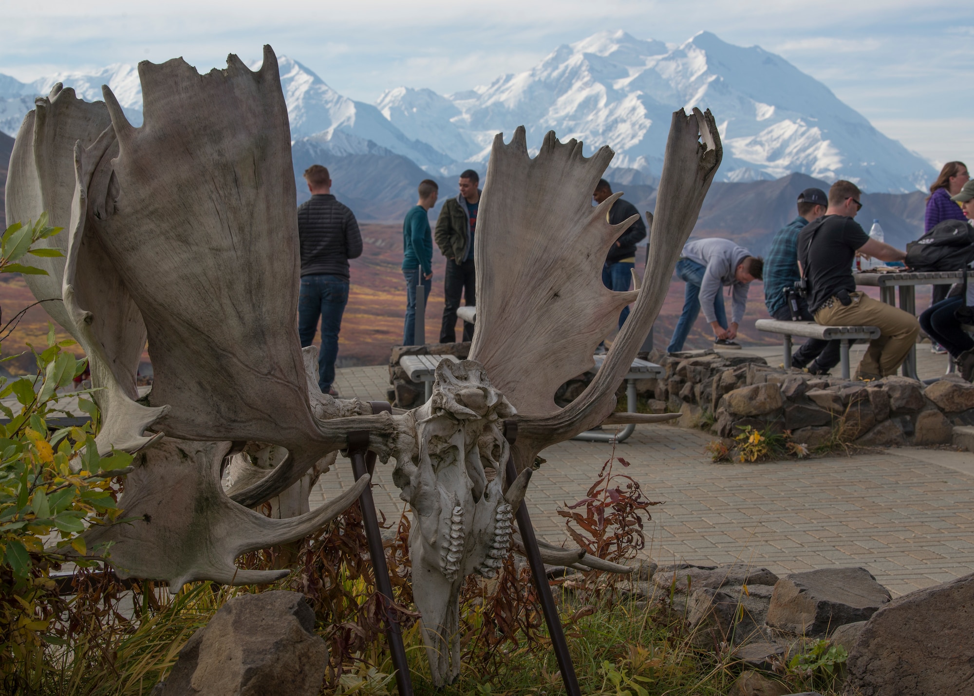 Alaska-based service members discover the Eielson Visitor’s Center area during Military Appreciation Day at Mile 66, Denali National Park and Preserve, Alaska, Sept. 15, 2018. This was the 11th annual Military Appreciation Day which included 400 “road lottery” tickets given out to Alaskan based military members. The Eielson Bluffs area has always been famous for its amazing views of Denali on clear days, and it is not uncommon to see wildlife on the surrounding hillsides.