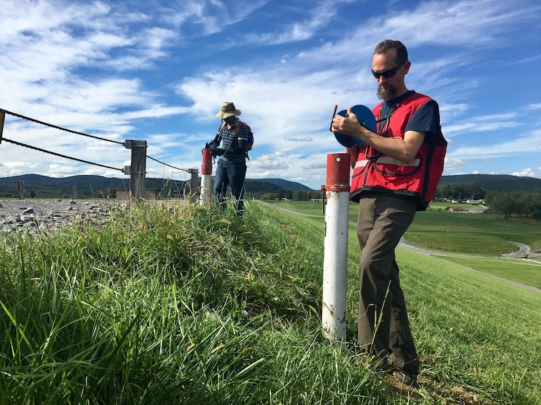 Baltimore District engineers, Brian Glock and Yusuf Sharif, work to test dam water pressure at Foster Joseph Sayers Dam as the district prepares for Tropical Depression Florence's arrival this week.  Baltimore District will continue to closely monitor Tropical Depression Florence and is actively working with local and federal partners to ensure a safe and reliable flood risk management program.