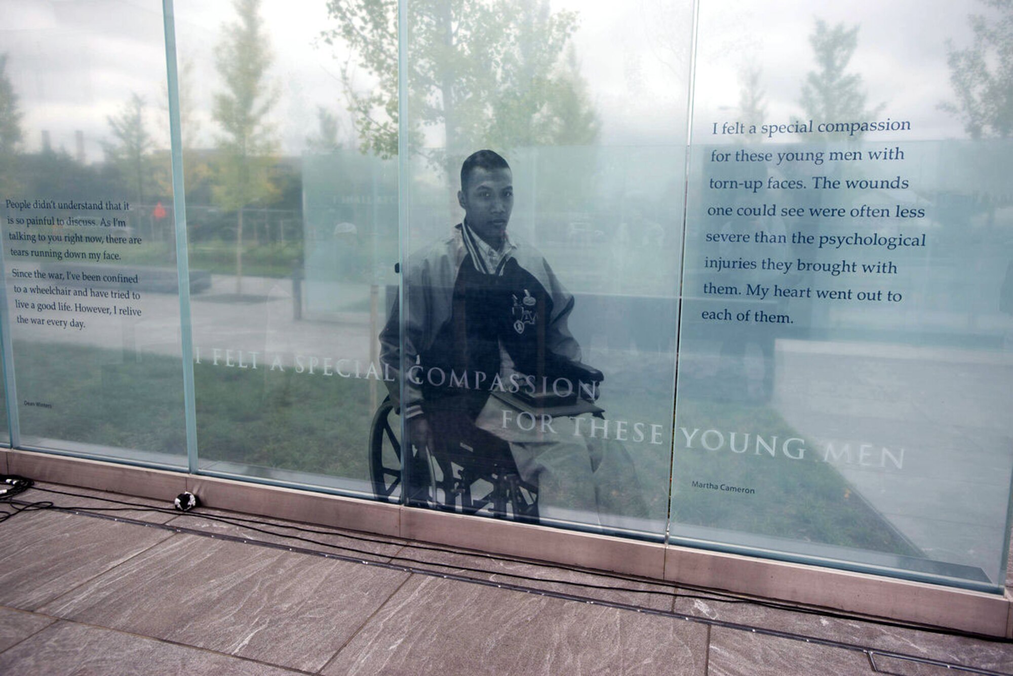 The American Veteran’s Disabled for Life Memorial in Washington D.C. displays a quote from retired U.S. Air Force Lt. Col. Martha Cameron, a World War II nurse and veteran.