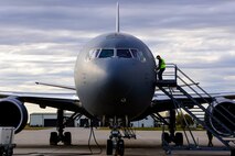 Experimental KC-46A arrives at Minot Air Force Base