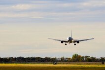 Experimental KC-46A arrives at Minot Air Force Base