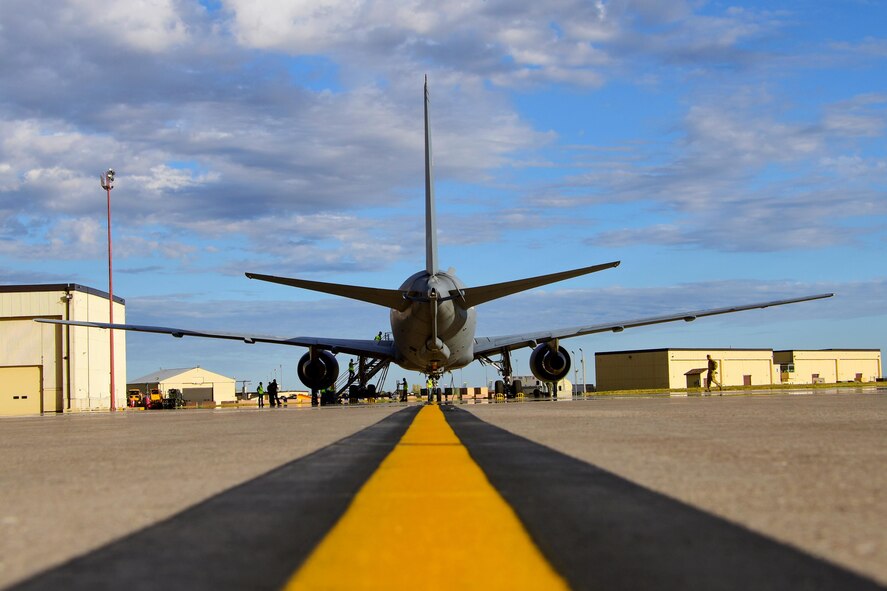 Experimental KC-46A arrives at Minot Air Force Base