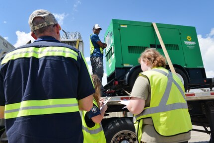 Members of the U.S. Department of Homeland Security Federal Emergency Management Agency receive trucks filled with goods and commodities in support of Hurricane Florence relief efforts Sept. 17, 2018, at Joint Base Charleston’s North Auxiliary Airfield located in the town of North, S.C. The NAAF serves as a staging area where humanitarian assets are gathered and sent out to areas affected by Hurricane Florence.