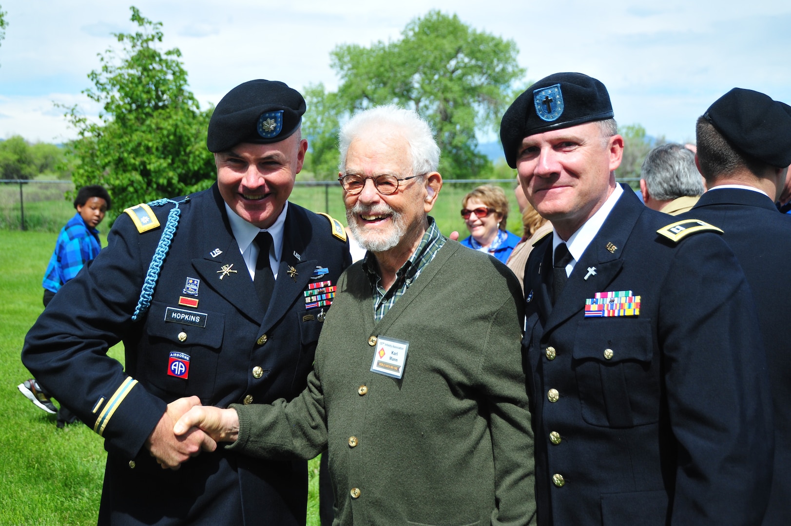 Memorial ceremony for Brig. Gen. Felix Sparks at Crown Hill Cemetery Wheat Ridge, Colorado, as part of the final reunion of the 157th Infantry Regimental Association, including 1/157th Infantry Veterans from World War II and their families, hosted by member of the 1st Battalion 157th Infantry, Colorado Army National Guard, May 31, 2015. (U.S. Army National Guard photo by 1st Lt. Skye Robinson/Released)