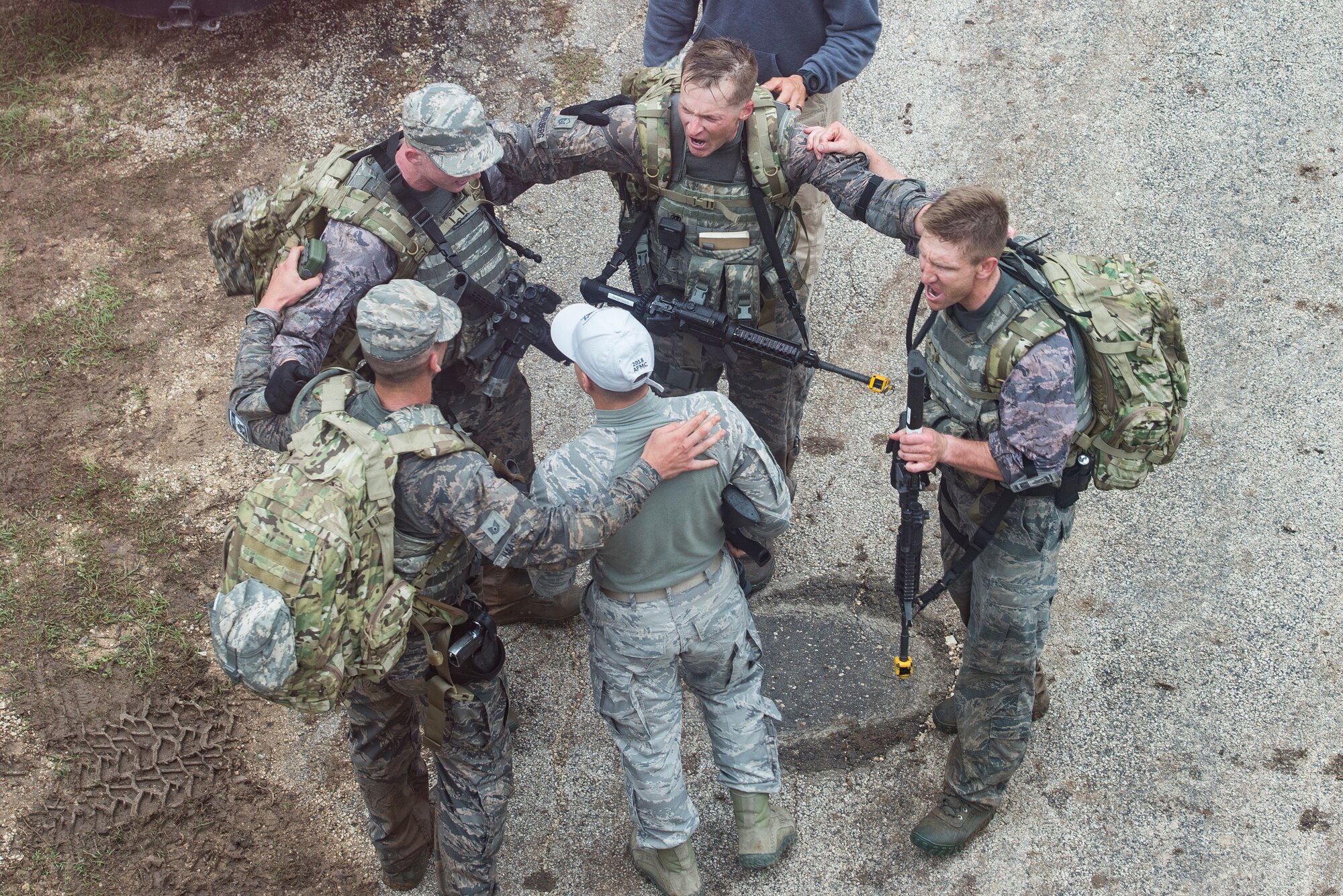 Air Force Materiel Command competitors begin the first day of competition in a dismounted operation competition during Air Force Defender Challenge Sept. 11, 2018 at Joint Base San Antonio-Camp Bullis, Texas. The team captured third place overall at the competition.  (U.S. Air Force Photo By Andrew C. Patterson)